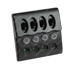 Панель бортового питания 4 переключателя, индикация, автоматы (10154-BK)